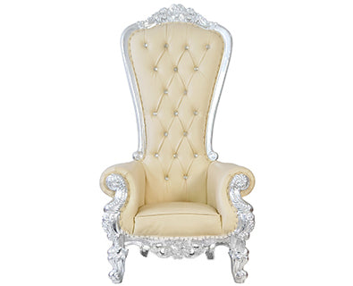 Royal Throne Chair with cream upholstery and chrome frame