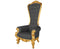 Queen Throne Chair with black upholstery and gold frame