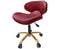 Gold Pedicure Stool - Burgundy Upholstery
